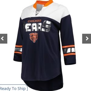 NFL Official Chicago Bears Double Team 3/4-Sleeve Lace-Up T-Shirt. Ladies XL